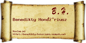 Benedikty Honóriusz névjegykártya